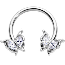 Load image into Gallery viewer, 16G 3/8 Clear Gem Fancy Fab Butterfly Horseshoe Circular Barbell
