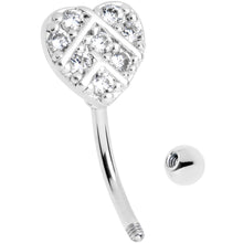 Load image into Gallery viewer, 16G 5/16 Clear Gem Lattice Heart Curved Eyebrow Ring

