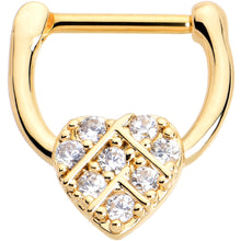 Load image into Gallery viewer, 16G 5/16 Clear Gem Gold Tone Lattice Heart Cartilage Clicker
