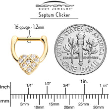 Load image into Gallery viewer, 16G 5/16 Clear Gem Gold Tone Lattice Heart Cartilage Clicker
