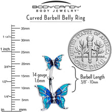 Load image into Gallery viewer, Clear Gem Butterfly Blue Sky Double Mount Belly Ring
