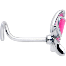 Load image into Gallery viewer, 20G 7mm Clear Gem Chunky Butterfly Pink Left Side Nose Screw

