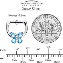 Load image into Gallery viewer, 16G 5/16 Blue Gem Baroque Beauty Butterfly Cartilage Clicker

