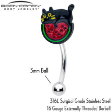 Load image into Gallery viewer, 16G 5/16 Watermelon Cat Love Curved Eyebrow Ring
