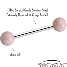 Load image into Gallery viewer, Pastel Shimmer Peach Ends Barbell Tongue Ring
