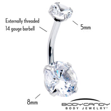 Load image into Gallery viewer, Clear Gem April Birthstone Double Mount Belly Ring
