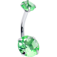 Load image into Gallery viewer, Peridot Green Gem August Birthstone Double Mount Belly Ring
