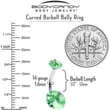 Load image into Gallery viewer, Peridot Green Gem August Birthstone Double Mount Belly Ring
