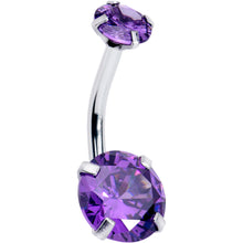 Load image into Gallery viewer, Purple Gem February Birthstone Double Mount Belly Ring
