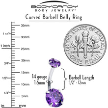Load image into Gallery viewer, Purple Gem February Birthstone Double Mount Belly Ring
