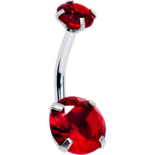 Load image into Gallery viewer, Deep Red Gem July Birthstone Double Mount Belly Ring

