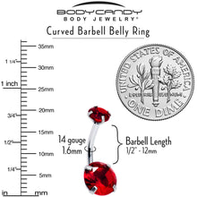 Load image into Gallery viewer, Deep Red Gem July Birthstone Double Mount Belly Ring
