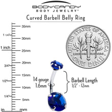 Load image into Gallery viewer, Dark Blue Gem September Birthstone Double Mount Belly Ring
