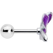 Load image into Gallery viewer, 16G 1/4 Clear Gem Chunky Butterfly Purple Cartilage Tragus Earring
