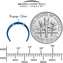 Load image into Gallery viewer, 16G 3/8 Blue Pincher Crescent Taper
