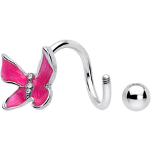 Load image into Gallery viewer, Clear Gem Chunky Butterfly Pink Spiral Twister Belly Ring
