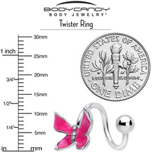 Load image into Gallery viewer, Clear Gem Chunky Butterfly Pink Spiral Twister Belly Ring
