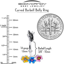 Load image into Gallery viewer, Blue Pink Gem Flower Garden Butterfly Double Mount Belly Ring
