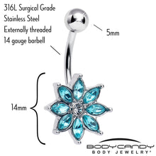 Load image into Gallery viewer, Blue Gem Flower Elegance Bloom Belly Ring
