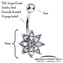 Load image into Gallery viewer, Clear Gem Flower Elegance Bloom Belly Ring

