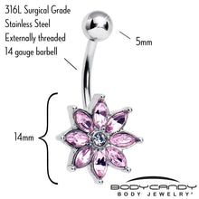 Load image into Gallery viewer, Pink Gem Flower Elegance Bloom Belly Ring

