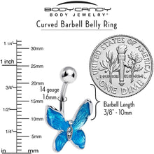 Load image into Gallery viewer, Clear Gem Chunky Butterfly Blue Belly Ring
