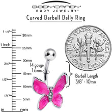 Load image into Gallery viewer, Clear Gem Chunky Butterfly Pink Belly Ring
