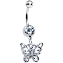 Load image into Gallery viewer, Clear Gem Butterfly Beauty Bling Dangle Belly Ring
