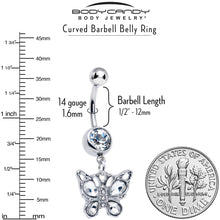 Load image into Gallery viewer, Clear Gem Butterfly Beauty Bling Dangle Belly Ring
