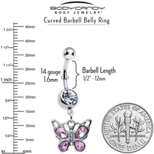Load image into Gallery viewer, Pink Gem Butterfly Beauty Bling Dangle Belly Ring
