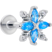 Load image into Gallery viewer, 16G 1/4 Blue CZ Gem Classic Flower Flatback Stud
