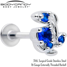 Load image into Gallery viewer, 16G 5/16 Blue Gem Twining Vine Flatback Stud
