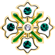 Load image into Gallery viewer, 20G 7mm Green Gem Flower Wreath L Shape Nose Ring
