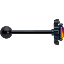 Load image into Gallery viewer, Red Tourmaline Black Star Fire Barbell Tongue Ring
