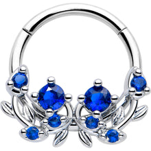 Load image into Gallery viewer, 16G 3/8 Blue Gem Twining Vine Hinged Segment Ring
