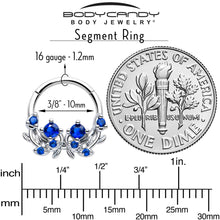 Load image into Gallery viewer, 16G 3/8 Blue Gem Twining Vine Hinged Segment Ring
