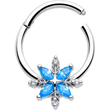 Load image into Gallery viewer, 16G 3/8 Blue CZ Gem Classic Flower Hinged Segment Ring
