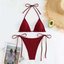 Load image into Gallery viewer, Swimwear Women Bandage Women Triangle Bathing Suits 2 Pieces Bikini Bowknot Swimsuit Bikini Set Swimwear Bikini Sets Bikinis Bathing Suit Push Up Swimsuit Summer Beachwear
