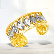 Load image into Gallery viewer, 14k Two-Tone Gold Cuff Type Cut-Out Toe Ring with Diamond Design
