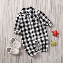 Load image into Gallery viewer, Spring Autumn Newborn Cotton  Casual classic Plaid Collar Jumpsuit for Baby Boys / Girls In Elegant Retro Modern Style

