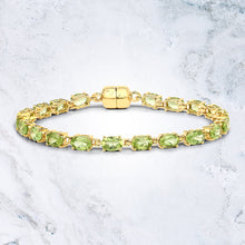 Load image into Gallery viewer, 18K Yellow Gold Plated 9.03 Carat Genuine Peridot .925 Sterling Silver Bracelet
