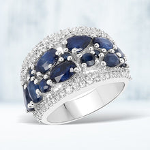 Load image into Gallery viewer, 3.61 Carat Genuine Blue Sapphire and White Zircon .925 Sterling Silver Ring
