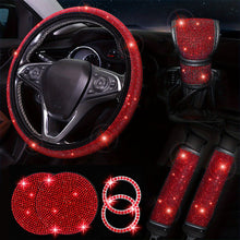 Load image into Gallery viewer, Diamond Set Leather Steering Wheel Cover Rhinestones Steering Wheel Cover With Crystal Breathable Anti-Slip Steering Wheel Protector Diamond Sparkling Car Steering Wheel Protector Vehicle Car Bling Steering Wheel Cover for Women Girls
