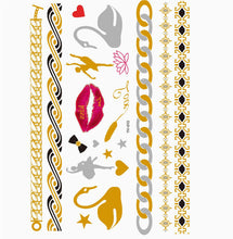 Load image into Gallery viewer, Luxury Metallic Gold Waterproof Temporary Tattoo Feather Elephant Fashion Different Design Tattoos For Womens
