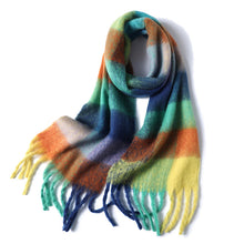 Load image into Gallery viewer, New Luxury Winter Soft Head Wraps Plaid Scarf Shawls Cashmere  Warm Cashmere Scarves Rainbow For Women
