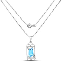 Load image into Gallery viewer, 4.57 Carat Genuine Swiss Blue Topaz &amp; White Topaz .925 Sterling Silver Pendant
