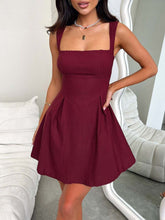 Load image into Gallery viewer, Dark Blue Bow Back Square Neck Mini Dress Luxury Feminine &amp; Flattering Dress For Girls
