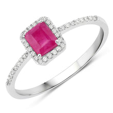 Load image into Gallery viewer, 0.58 Carat Genuine Ruby and White Diamond 14K White Gold Ring
