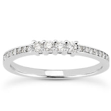 Load image into Gallery viewer, 14k White Gold Wedding Band with Pave Set Diamonds and Prong Set Diamonds
