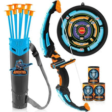 Load image into Gallery viewer, LED Bow &amp; Arrow Toy Set for Kids Light-Up Archery Play Kit with Suction Cup Arrows (Blue/Green)

